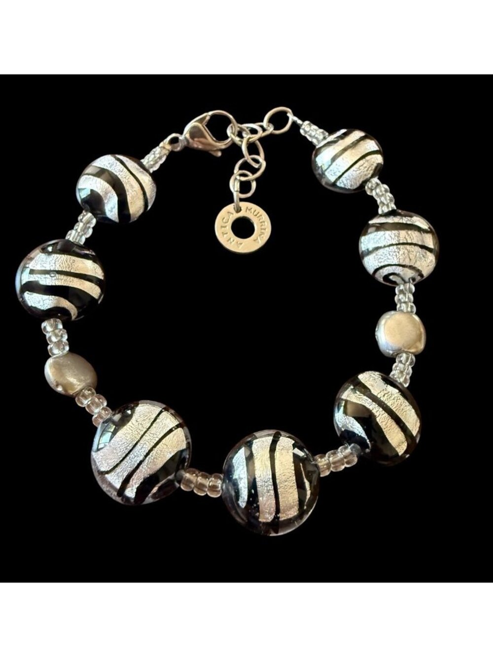 Antica Murrina Venezia Murano Glass Bracelet Gold Foil Beads